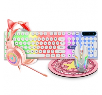 Real mechanical feel keyboard, mouse, headphone, mouse pad four piece set for gaming and esports