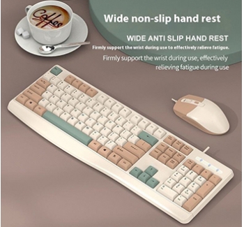 Gaming wired keyboard, three tone illuminated desktop laptop, office