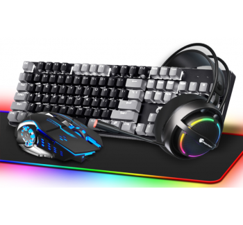 Cool lighting effect, wired keyboard, customized 4-piece set, wireless gaming, desktop computer, office