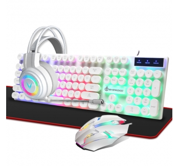 Cool lighting effect, wired keyboard, customized 4-piece set, wireless gaming, desktop computer, office
